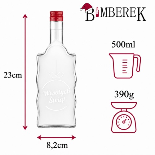 Butelki świąteczne Fala 500 ml z nadrukiem – zestaw 5 szt.
