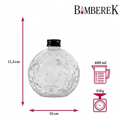 Butelka Alkobombka 400 ml w kształcie bombki z zakrętką i rurką