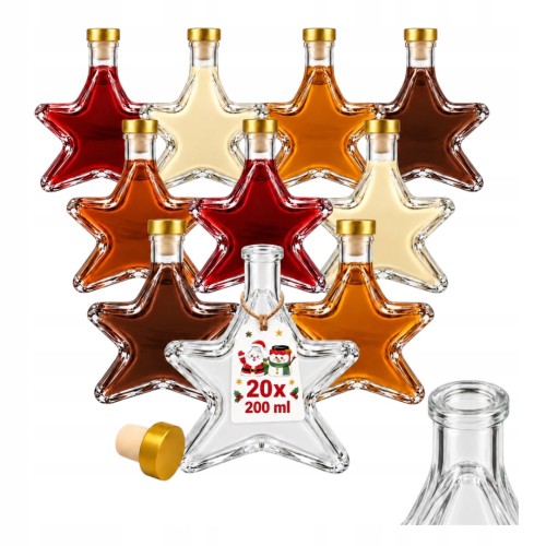 Butelki szklane Gwiazda 200 ml – zestaw 20 szt.