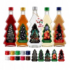 Zestaw 5x butelka Choinka 500 ml z etykietą Choinka Premium