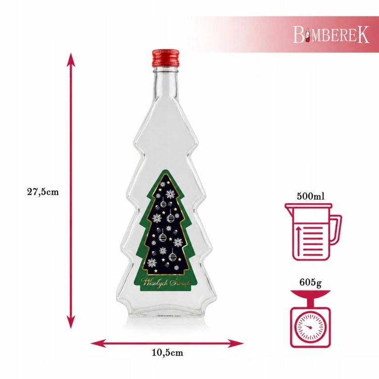 Butelki Choinka 500 ml z etykietą Choinka Premium – zestaw 5 szt.