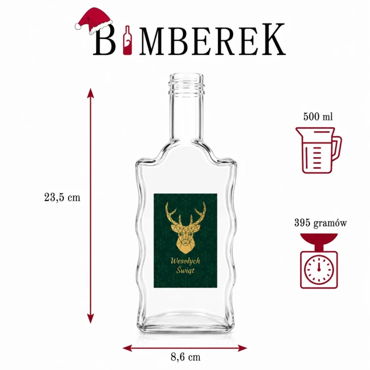 Zestaw świąteczny: 5 butelek Fala 500 ml, czapki Mikołaja i etykiety