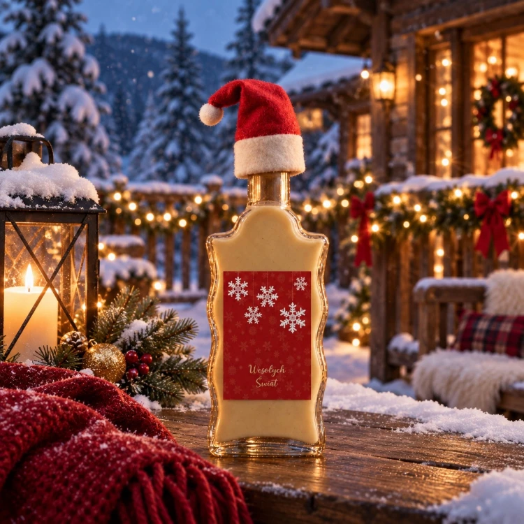 Zestaw świąteczny: 5 butelek Fala 500 ml, czapki Mikołaja i etykiety