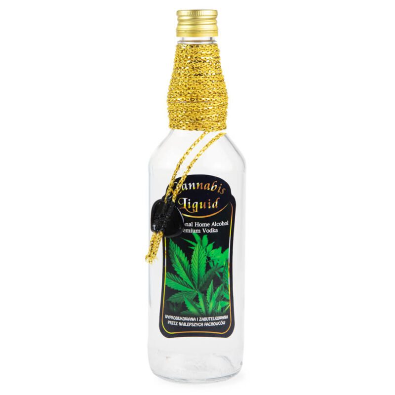 Butelka zdobiona cannabis Monopol Bimberek