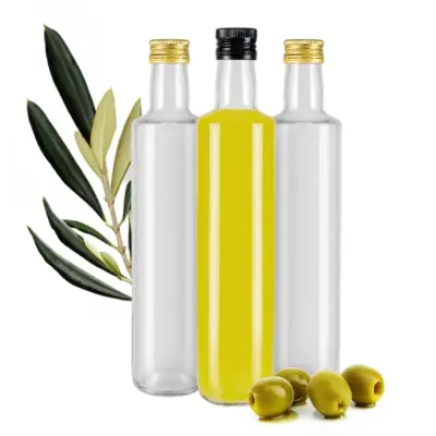 ozdobna szklana Bezbarwna butelka na oliwe olej Dorica 500ml Bimberek